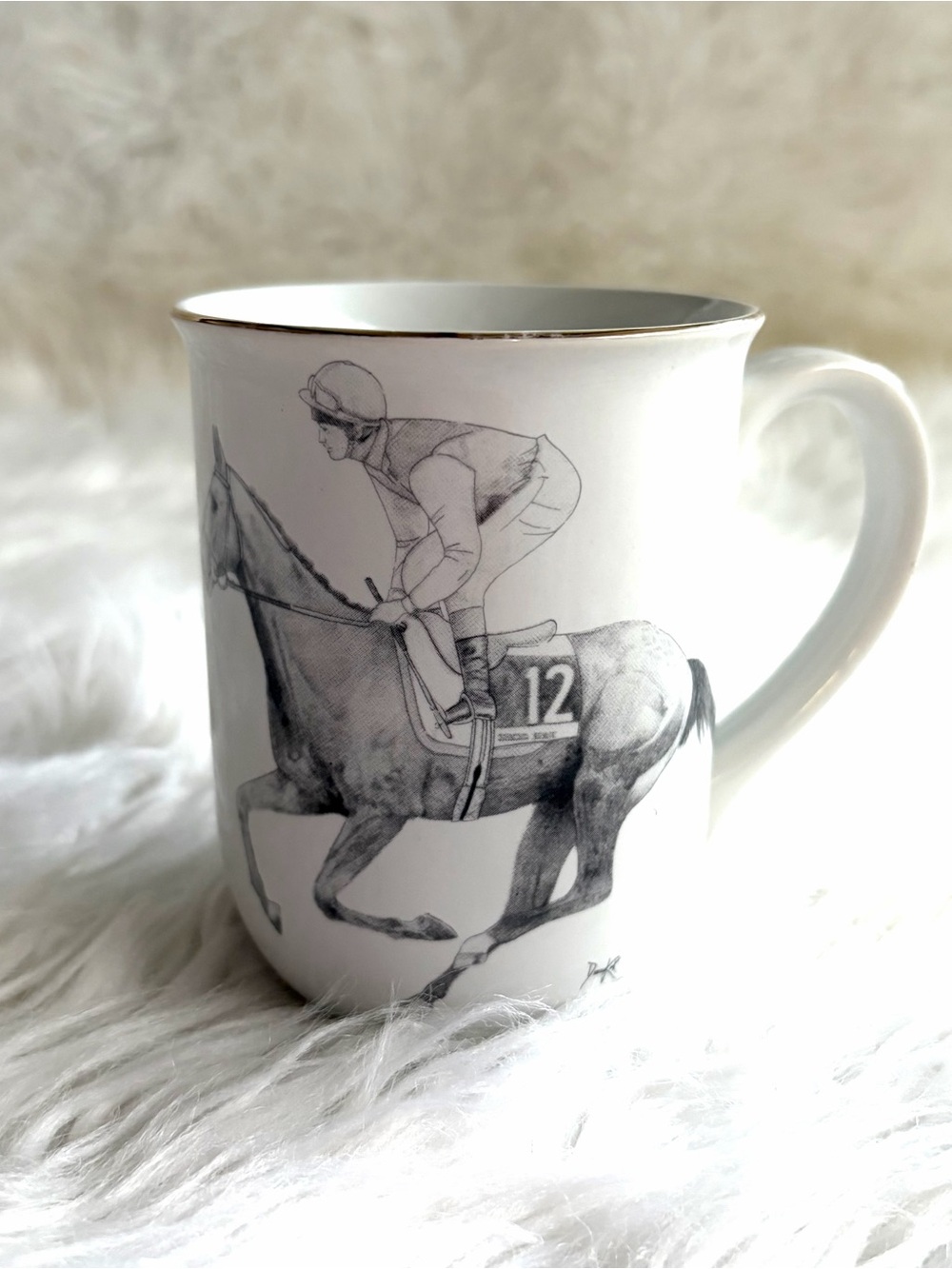 Vintage Otagiri Darren J. Cook Horse Racing Mug Mid Century
